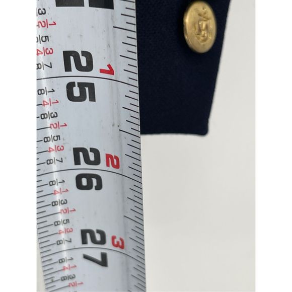 Lands End Blazer Sport Coat Suit Jacket Men Size 44 Blue Gold Button Wool - Picture 6 of 11